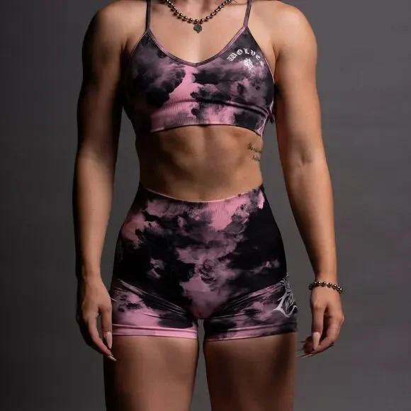 Darc Sport x Everson Seamless Training Shorts Cherry Blossom Ghost Clouds Size L - Picture 2 of 2